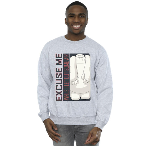 Disney Mens Big Hero 6 Baymax Excuse Me Some Air Sweatshirt 5XL Sports Grey 5XL