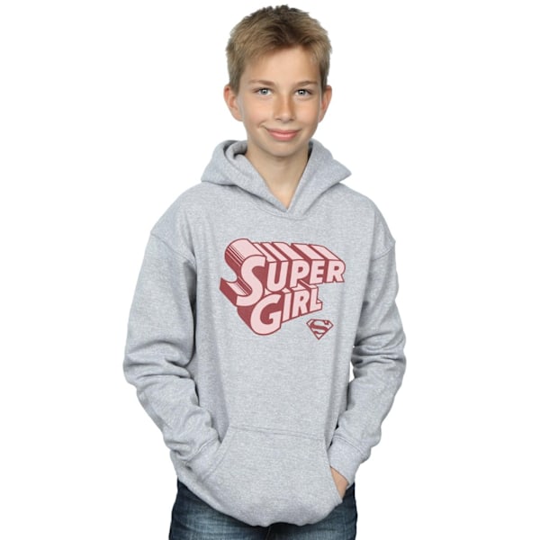 DC Comics Boys Supergirl Retro Logo Hoodie 7-8 år Sports Grey Sports Grey 7-8 Years