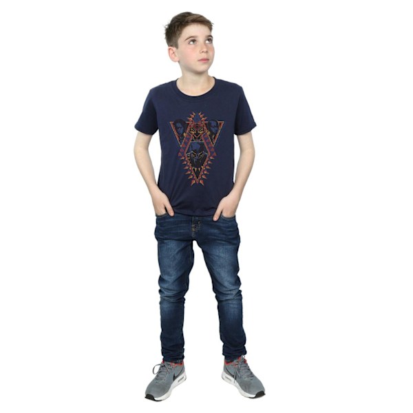 Marvel Boys Black Panther Tribal Heads T-Shirt 12-13 år Marinblå Navy Blue 12-13 Years