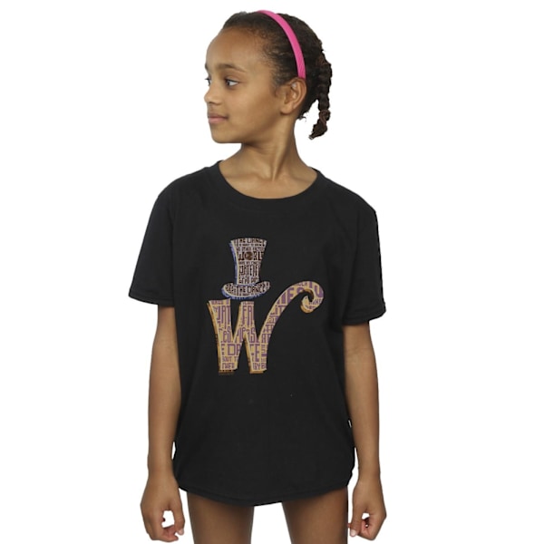 Willy Wonka Girls W Logo Hat Bomull T-shirt 5-6 år Svart Black 5-6 Years