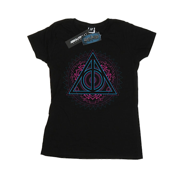 Harry Potter Dam/Kvinnor Neon Dödsreliker Bomull T-shirt Black XL