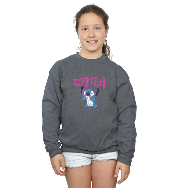 Disney Flickor Lilo Och Stitch Graffiti Tröja 3-4 År Mörk Dark Grey Heather 3-4 Years