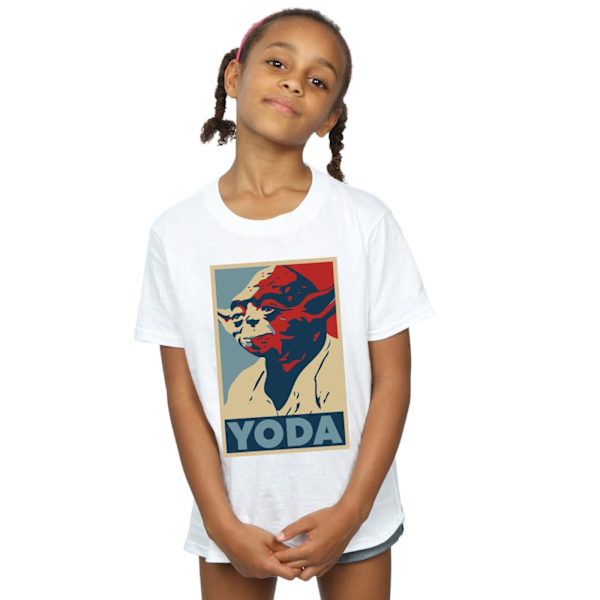 Star Wars Girls Yoda Poster Bomull T-shirt 7-8 År Vit White 7-8 Years