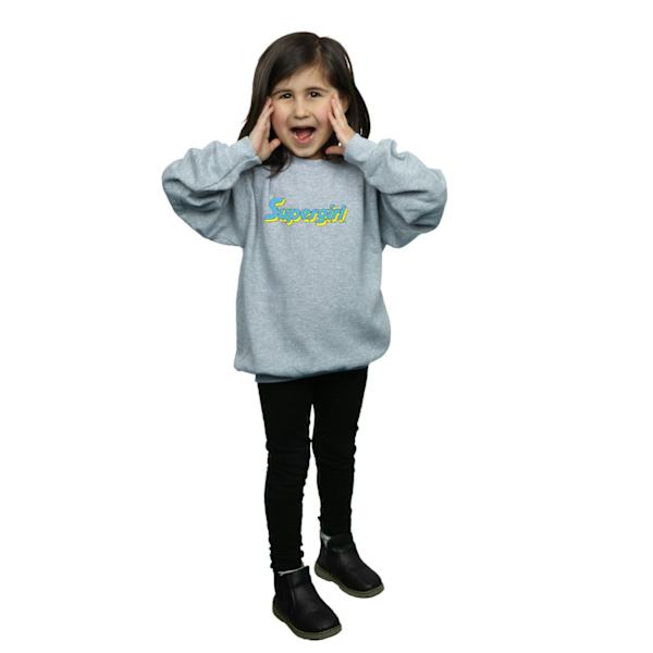 DC Comics Girls Supergirl Text Logo Sweatshirt 12-13 år Spor Sports Grey 12-13 Years