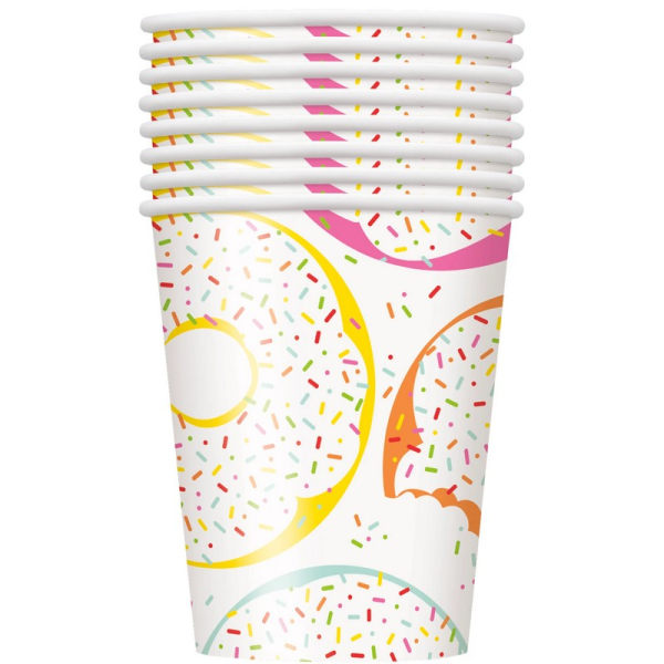 Unique Party Paper Donut Party Cup (8-pack) One Size Vit/M White/Multicoloured One Size