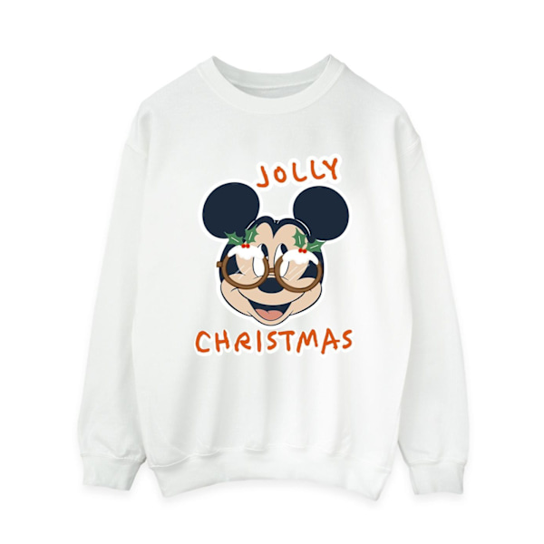 Disney Dam/Damer Mickey Mouse Jolly Christmas Glasögon Sweatshirt White 5XL