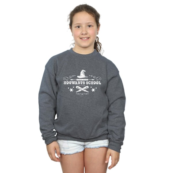 Harry Potter Tjejer Hogwarts Första År Sweatshirt 5-6 År Mörk Dark Heather Grey 5-6 Years