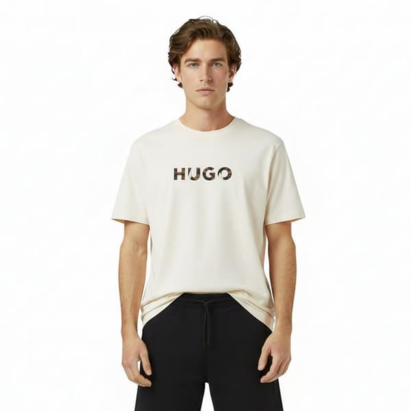 Hugo Herr Dumeo Djurmönstrad Logotyp Bomulls T-shirt S Vit White S