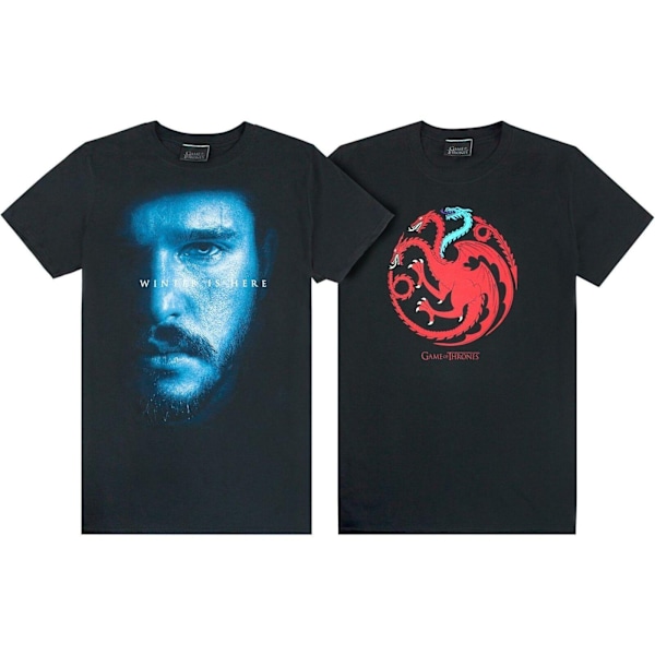 Game of Thrones Mens Ice And Fire Dragons Jon Snow T-Shirt (Pac Black XL