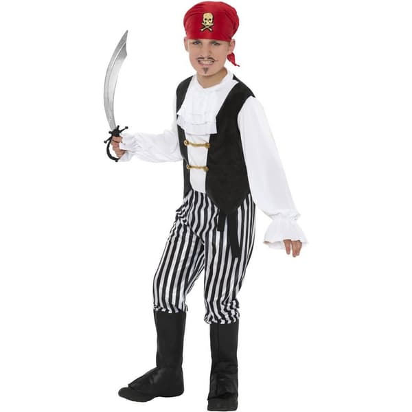 Smiffys Barn/Barn Piratkostymset 4-6 År Vit/Svart White/Black 4-6 Years