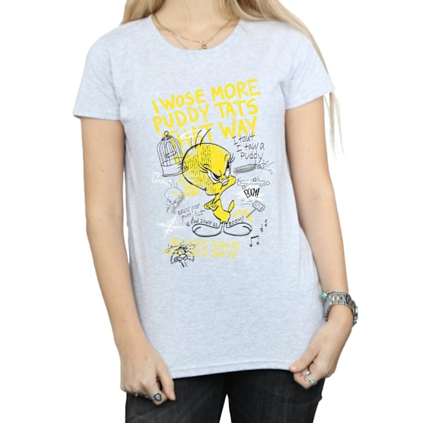 Looney Tunes Dam/Damer More Puddy Tats Tweety Bomull T-Shir Sports Grey XXL