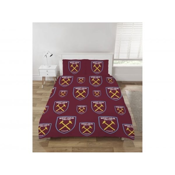 West Ham United FC Vändbar Påslakan Set Enkelsäng Claret Röd Claret Red/Sky Blue Single