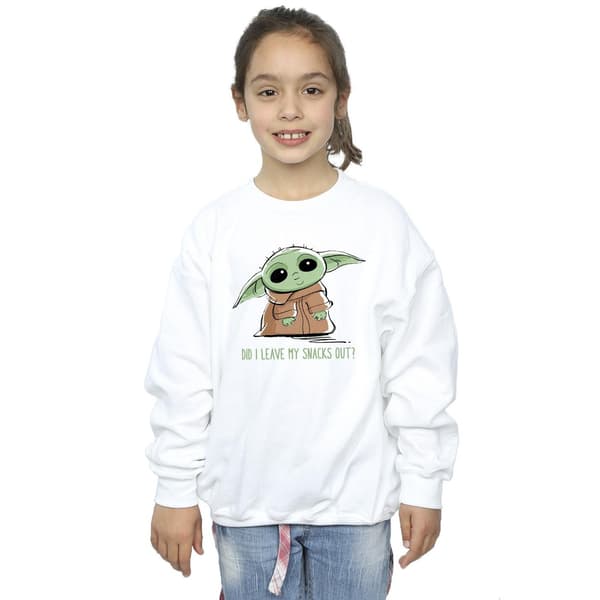 Star Wars Girls The Mandalorian Grogu Snacks Meme Tröja 5- White 5-6 Years