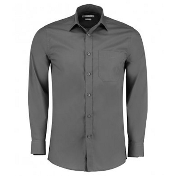 Kustom Kit Herr Långärmad Skräddarsydd Poplinskjorta 23 Grafit Graphite 23