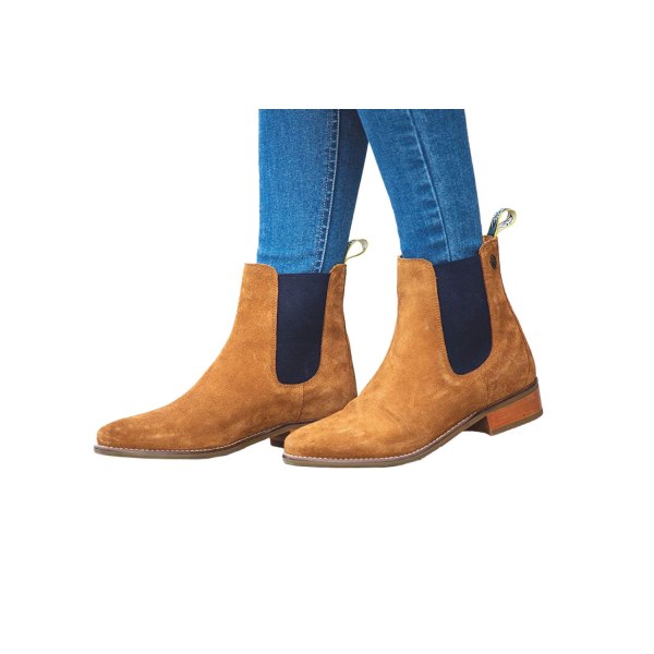 Moretta Dam/Dam Rosalie Chelsea Boots med läderklack 4 UK Tan 4 UK