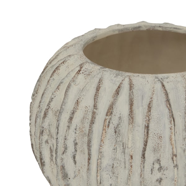 Hill Interiors Lorenzo Rotund Fin Vas One Size Vit/Grå Tvätt White/Grey Wash One Size