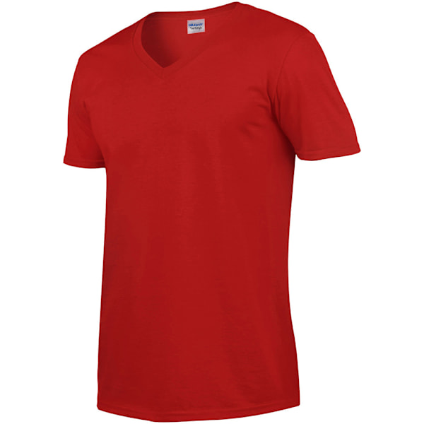 Gildan Soft Style V-halsad T-shirt med kort ärm för män, L, röd Red L