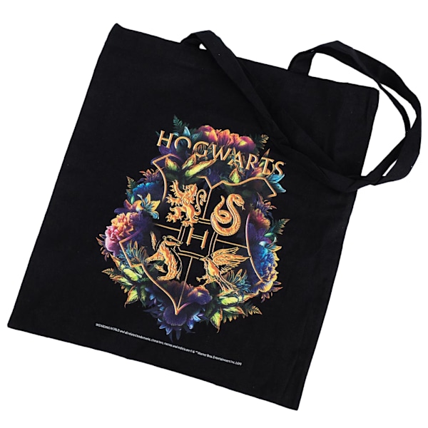 Harry Potter Hogwarts Crest Canvas Tote Bag One Size Svart/Guld Black/Gold/Multicoloured One Size