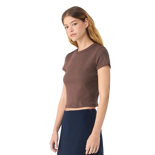 Bella + Canvas Dam/Dam Micro-Rib Croppad Topp XS Kakao Solid Cocoa Solid XS