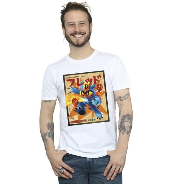 Disney Herr Big Hero 6 Baymax Fred Tidning T-Shirt S Vit White S