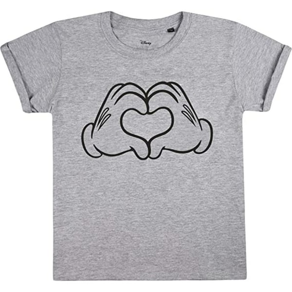 Disney Girls Love Hands Musse Pigg T-shirt 7-8 år Grå Mar Grey Marl 7-8 Years