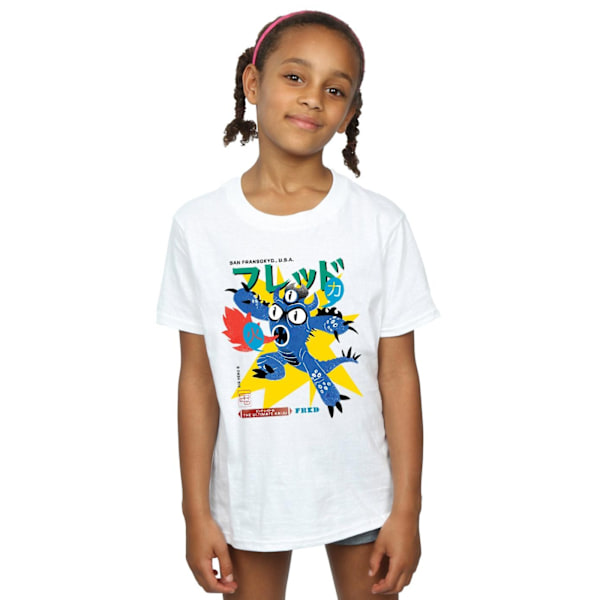 Disney Girls Big Hero 6 Fred Ultimate Kaiju Bomull T-shirt 7-8 White 7-8 Years