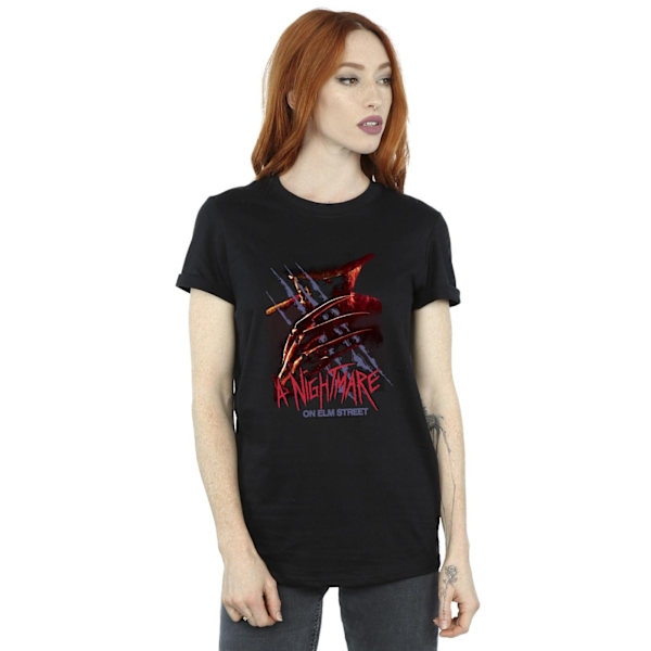 A Nightmare On Elm Street Dam/Damer Freddy Claw Bomull Boyfriend T-Shirt Black 5XL