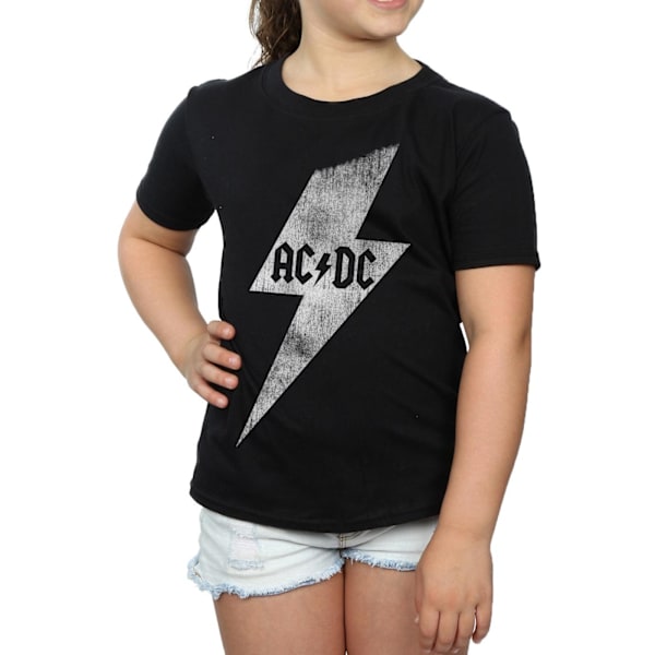 AC/DC Flicktröja med Blixt Cotton T-Shirt 5-6 År Svart Black 5-6 Years