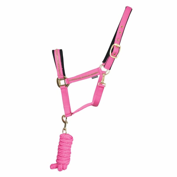 Hy Sparkle Horse Headcollar and Leadrope Set Cob Pink/Gold Pink/Gold Cob