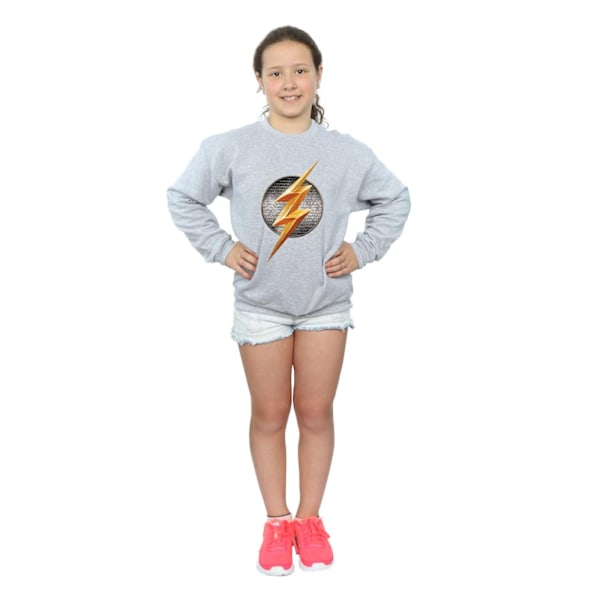 DC Comics Girls Justice League Movie Flash Emblem Sweatshirt 7- Sports Grey 7-8 Years