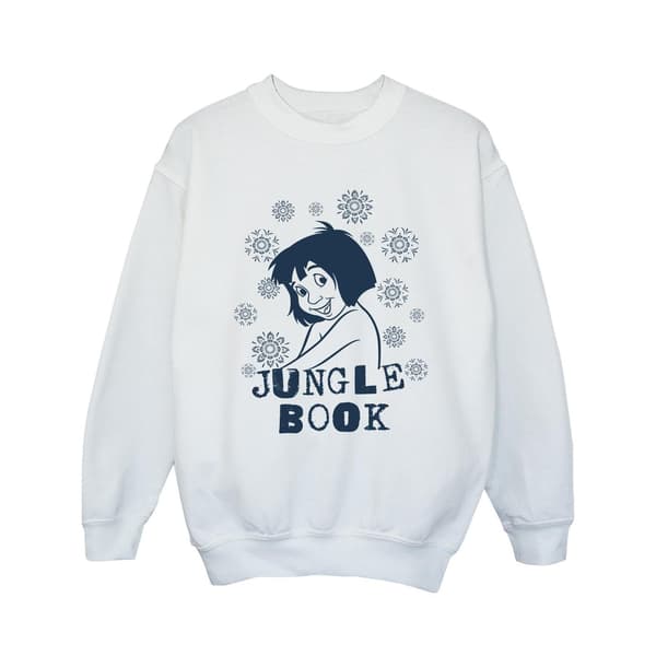 Djungelboken Flickor Mowgli Blommor Sweatshirt 7-8 År Vit White 7-8 Years