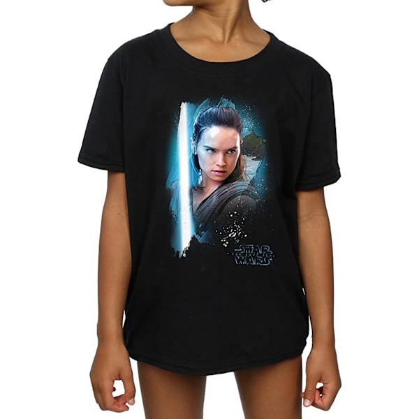 Star Wars: The Last Jedi T-shirt i borstad bomull för flickor, Rey, 12-13 år Black 12-13 Years