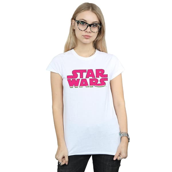 Star Wars Dam/Dam Vattenmelon Logotyp Bomulls T-Shirt S Vit White S