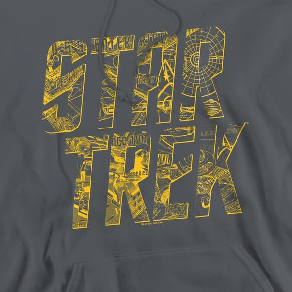 Star Trek Herr Schematisk Logotyp Hoodie M Kolgrå Charcoal M