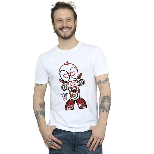 Marvel Herr Deadpool Love Beam Line T-Shirt S Vit White S