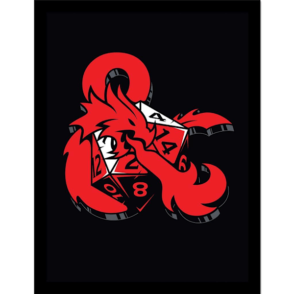 Dungeons & Dragons Ampersand med tärning inramad affisch 40cm x 30cm Black/Red 40cm x 30cm