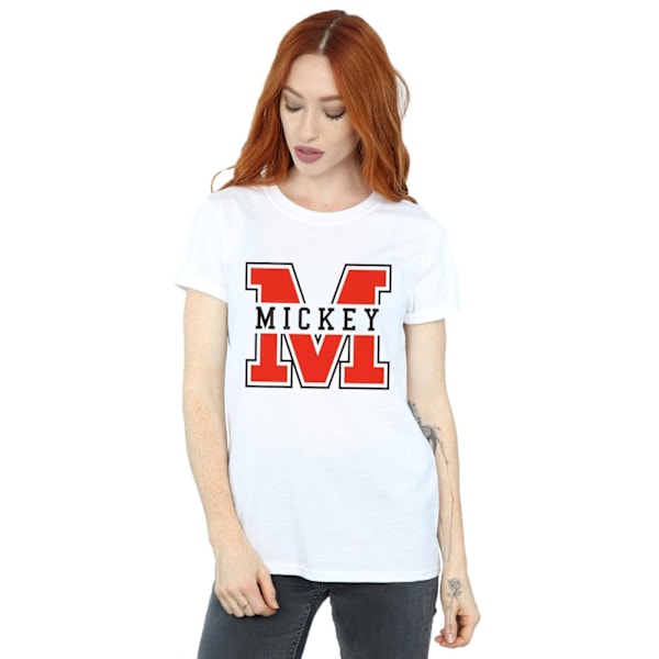Disney Dam/Kvinnor Mickey Mouse M Bomull Boyfriend T-Shirt 4X White 4XL