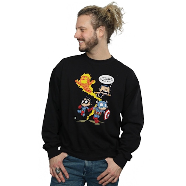 Marvel Comics Herr Avengers Invaders Cartoon Sweatshirt 4XL Svart Black 4XL