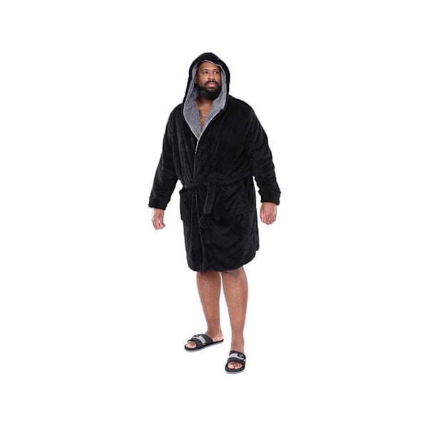 Duke Herrarnas D555 Newquay Huvad Kingsize Morgonrock 4XL Svart Black 4XL