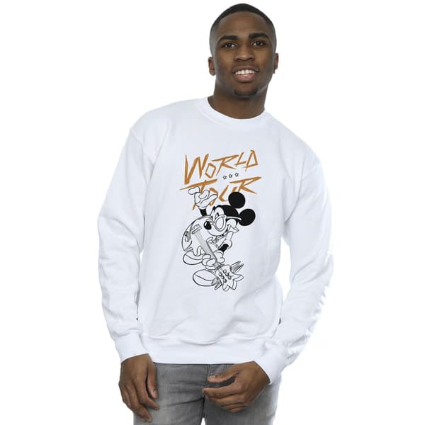 Disney Herr Mickey Mouse World Tour Line Sweatshirt M Vit White M
