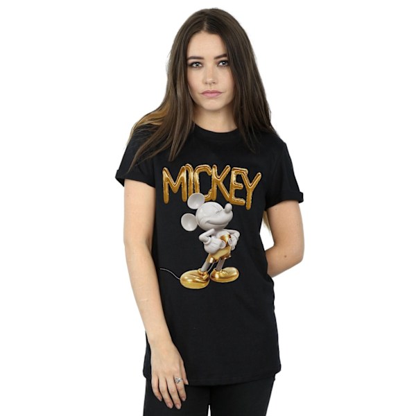 Disney Dam/Damer Mickey Mouse Guld Staty Bomull Boyfriend Black 3XL