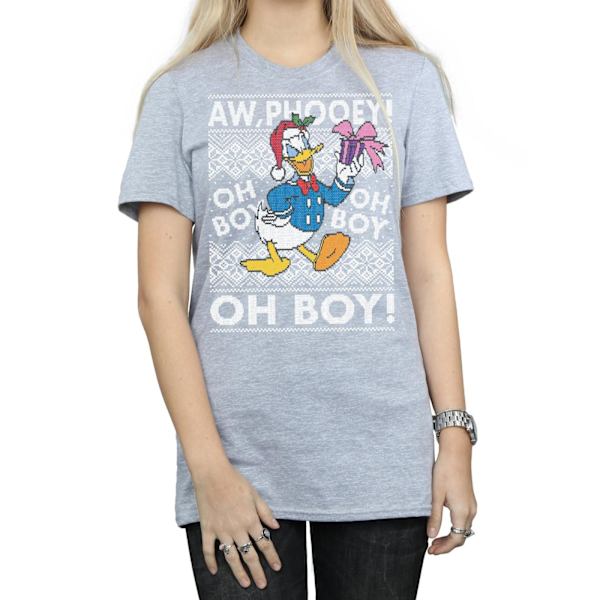 Disney Dam/Damer Donald Duck Jul Fair Isle Bomull Boyfriend T-shirt Sports Grey XXL