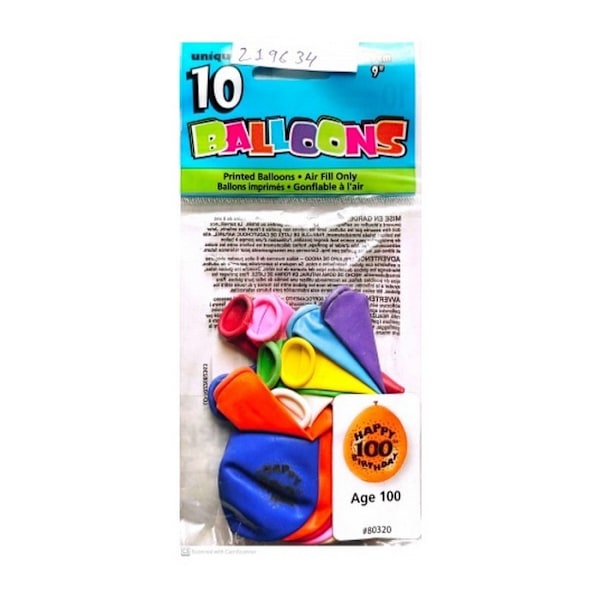 Unika latexballonger för 100-årsdag (10-pack) En storlek Multicoloured One Size