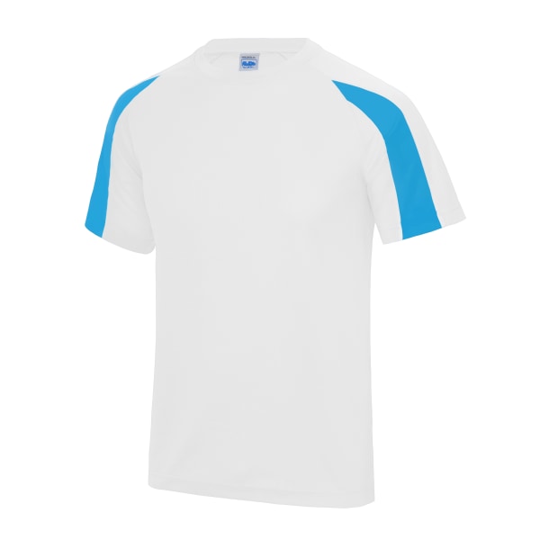 Just Cool Mens Contrast Cool Sports Plain T-Shirt 2XL Arctic Wh Arctic White/Sapphire Blue 2XL