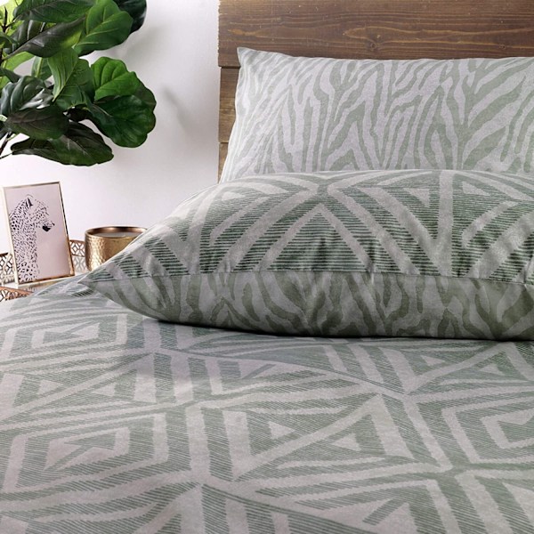 Furn Tanza Global Geometrisk Täcke Set Superking Salvia Grön Sage Green Superking