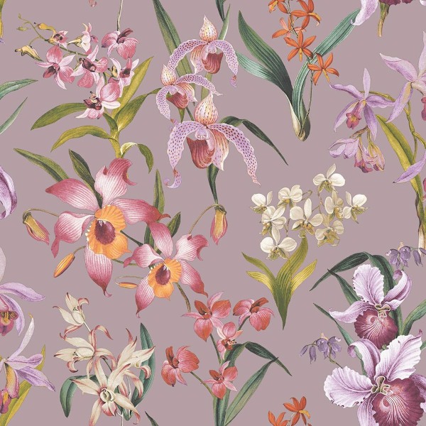 Rasch Maya Blommönster Tapet 10m x 53cm Lila Lilac 10m x 53cm