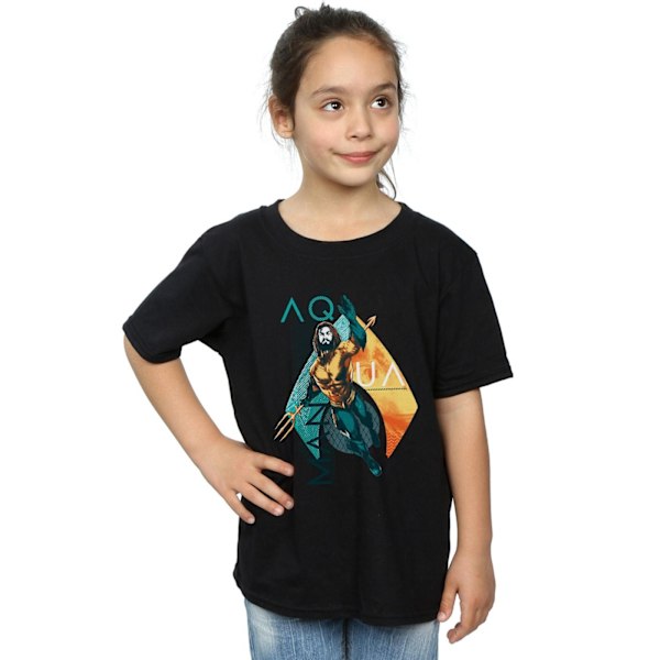 DC Comics Girls Aquaman Tropical Icon Bomull T-shirt 12-13 år Black 12-13 Years