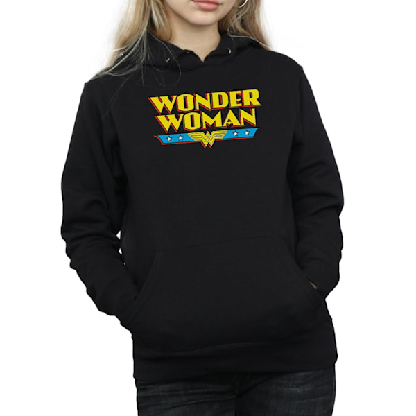 DC Comics Dam/Kvinnor Wonder Woman Text Logo Hoodie L Svart Black L