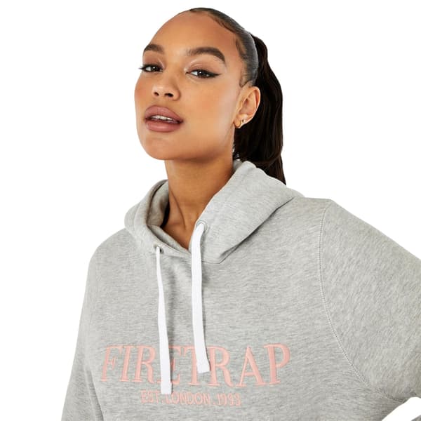 Firetrap Dam Stor Logotyp Huvtröja 14 UK Gråmelerad Grey Marl 14 UK