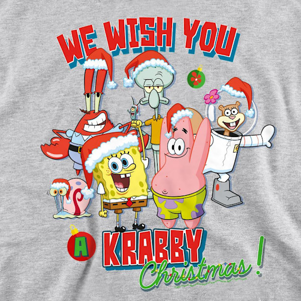 SvampBob Fyrkant Unisex Vuxen Vi önskar dig en Krabby Jul Sport Heather XXL